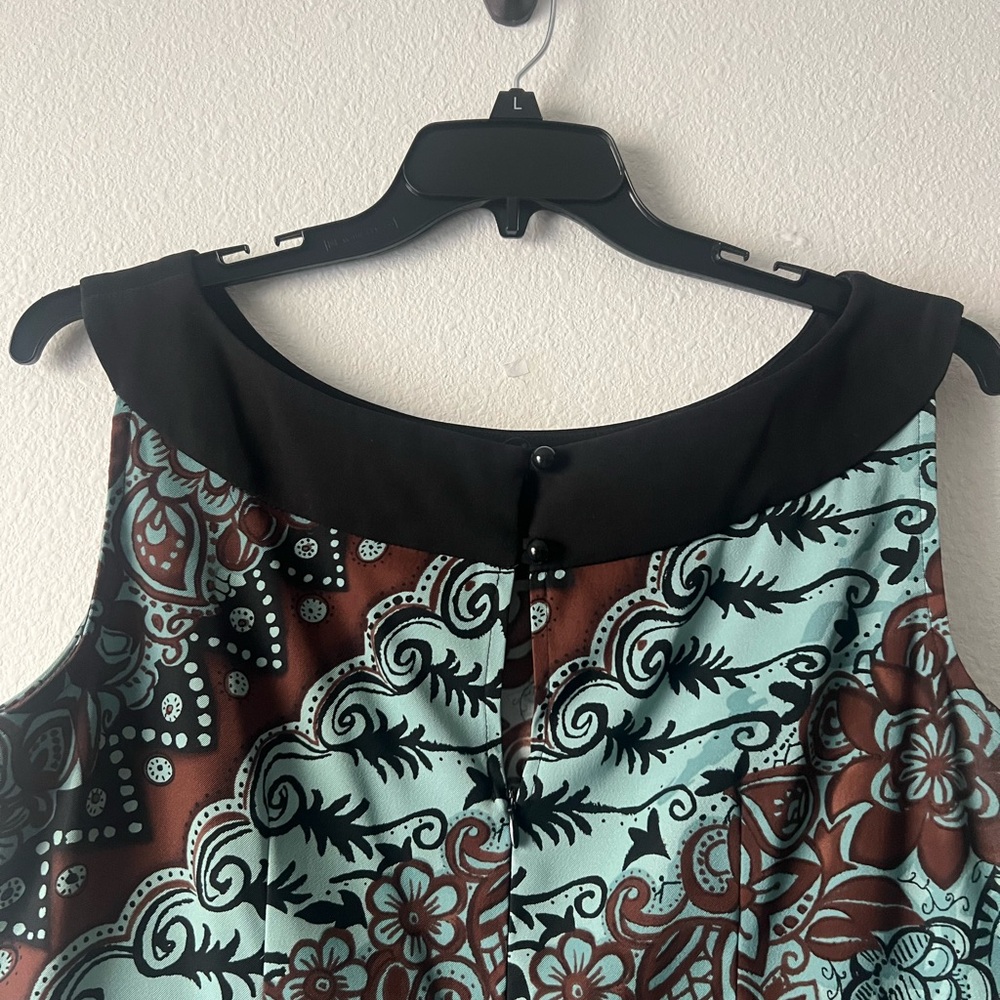 Dress Barn Teal, Brown and Black Floral Midi Dress, Size 14W - Picture 7 of 9